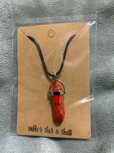 Red Marble - Quartz Crystal Pendant