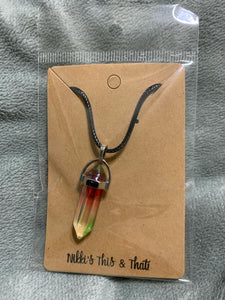 Red/Clear/Green - Quartz Crystal Pendant