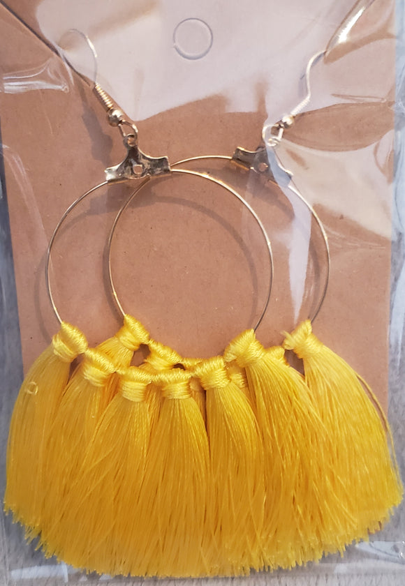 Earrings - Yellow Tassel