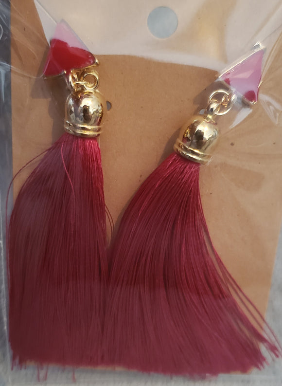 Earrings - Red Tassel