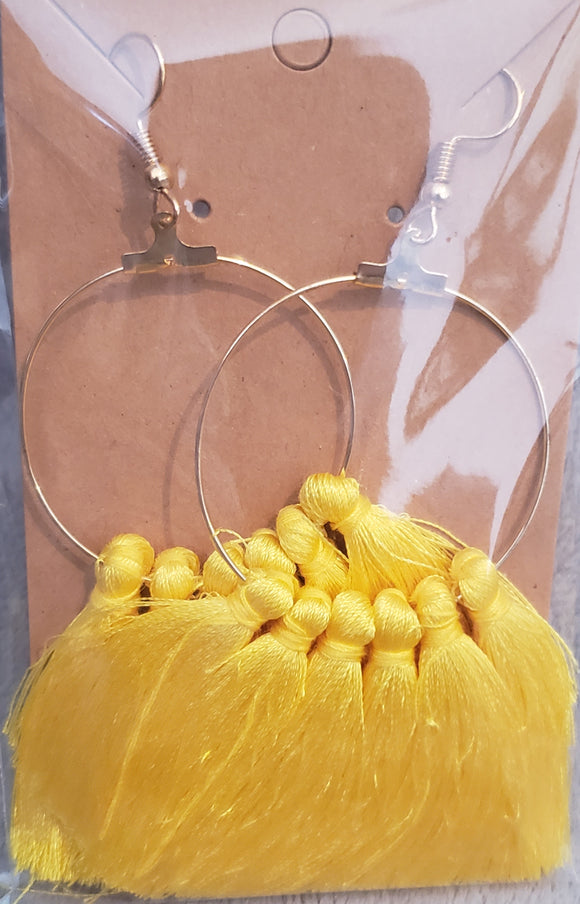 Earrings - Yellow Tassel 002
