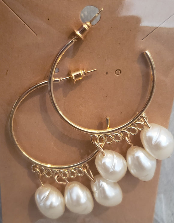 Earrings - Pearl Hoops 002