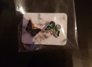Earrings - Butterflies - Green