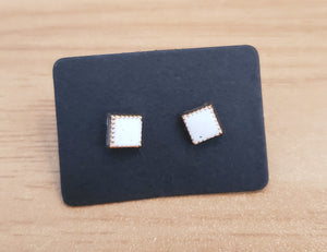 Earrings - Squares - White