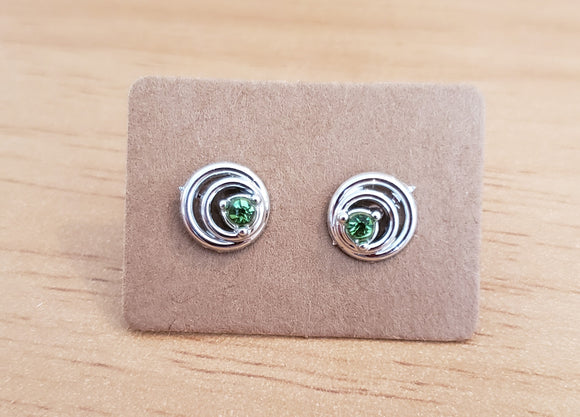Earrings - Green Rhinestone