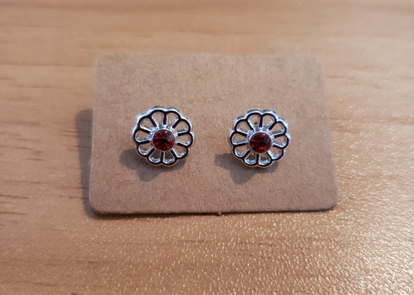 Red - Flower - Silver