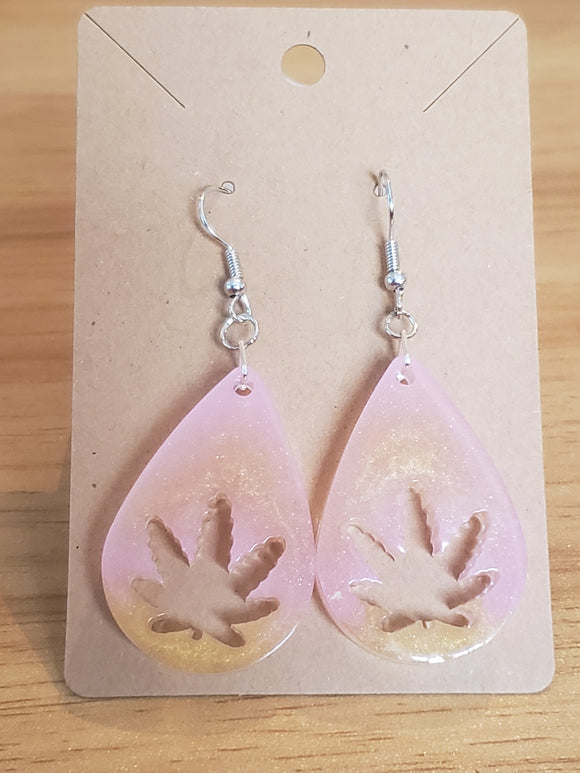 Light Pink/ Goldish Leaf Earrings