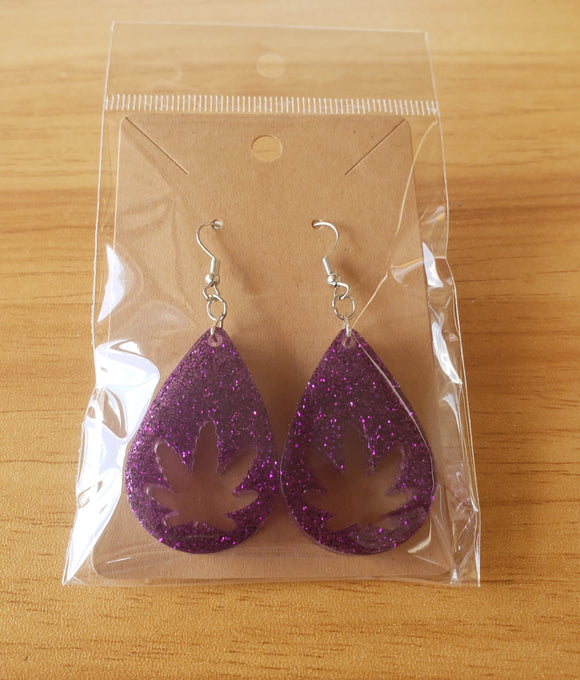 Purple Leaf Earrings