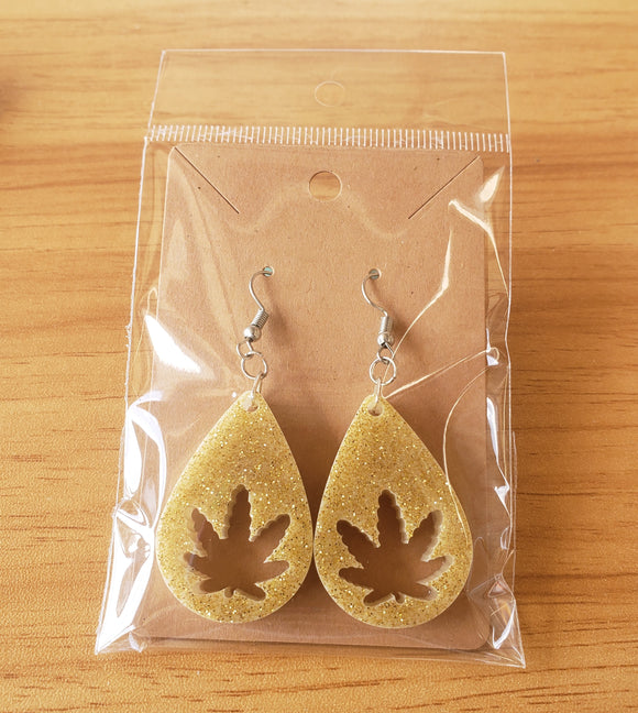 White/Gold Leaf Earrings
