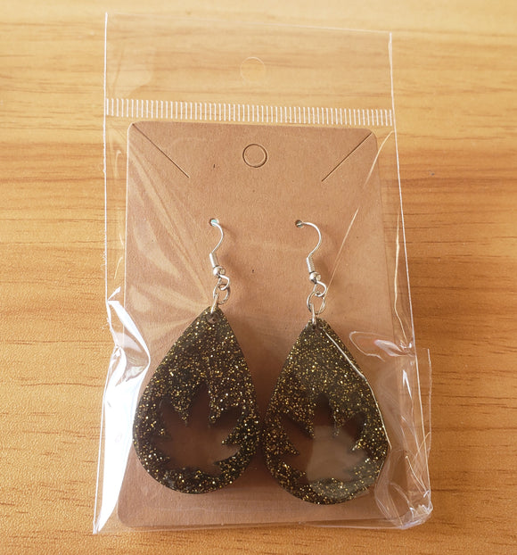 Black/Gold Leaf Earrings