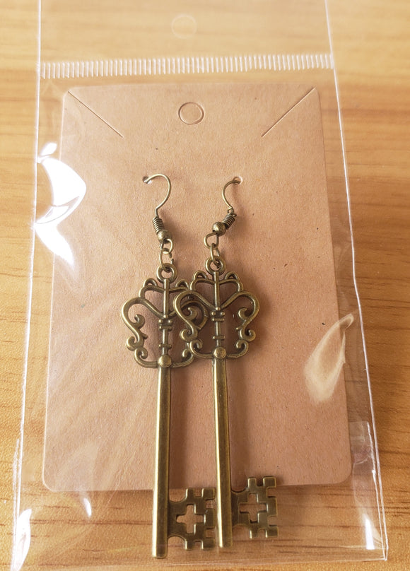 Unique Brass Key Earrings