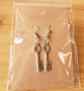 Love Key Earrings - Silver