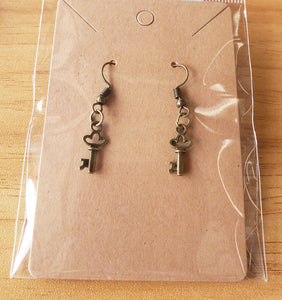 Small Key Earrings - Brass