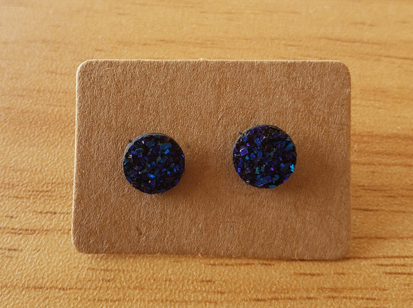 Black / Blue Faux Quartz Earrings