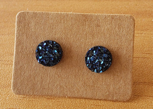 Dark Blue Faux Quartz Earrings