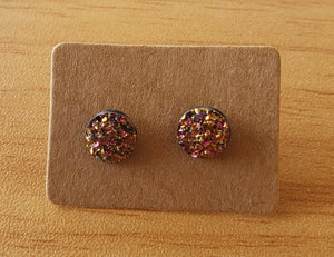 Gold / Purple Faux Quartz Earrings