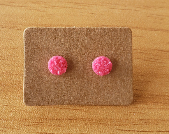 Pink - Faux Quartz Earrings