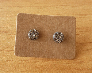 Gray Faux Quartz Earrings - Small