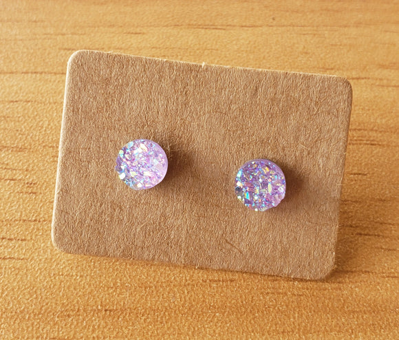 Light Purple Faux Quartz Earrings - Small