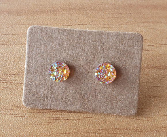 Orange/Multi Faux Quartz Earrings - Small
