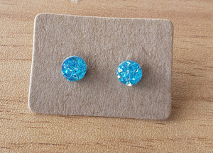 Aqua Faux Quartz Earrings - Small