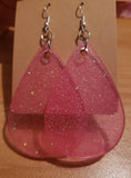 Pink Glitter Earrings - Large