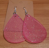 Pink Glitter Earrings - Large