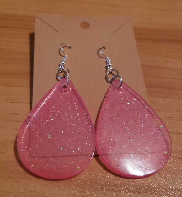 Pink Glitter Earrings - Medium