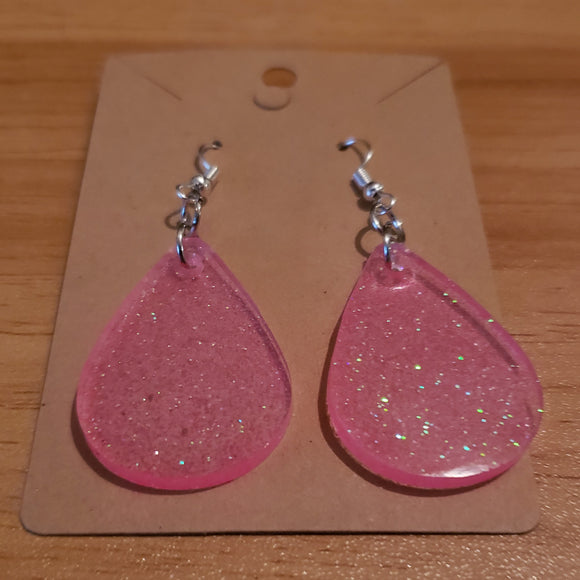 Pink Glitter Earrings - Small
