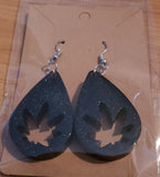 Black Shimmer Leaf Earrings